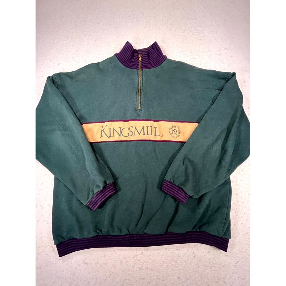 Vintage S.D.I Kingsmill Sweatshirt Mens L Green Cotton Quarter Zip Golf Resort‎